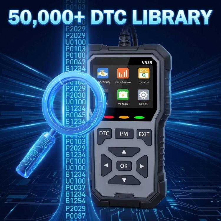 Handheld Car Diagnostic Tool V539 with Engine Fault Review, Battery Check and Visual Menu for Home Vehicle Care and Garage Use Daily
