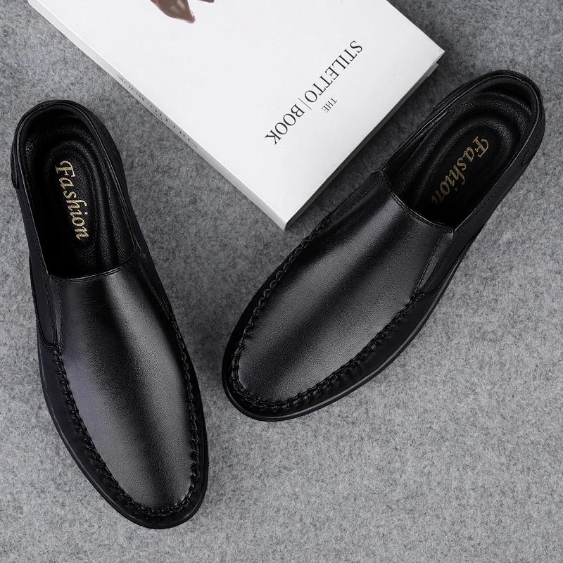 Genuine Leather Men's Loafers Soft Cowhide Men Casual Shoes Luxury Brand Male Driving Footwear Slip-on Flats Handmade Moccasins