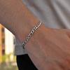 3pcs Men's Chain Bracelet,Never Fade Stainless Steel Cuban Chain Wristband,Casual Simple Silver Color Chains Jewelry Gift