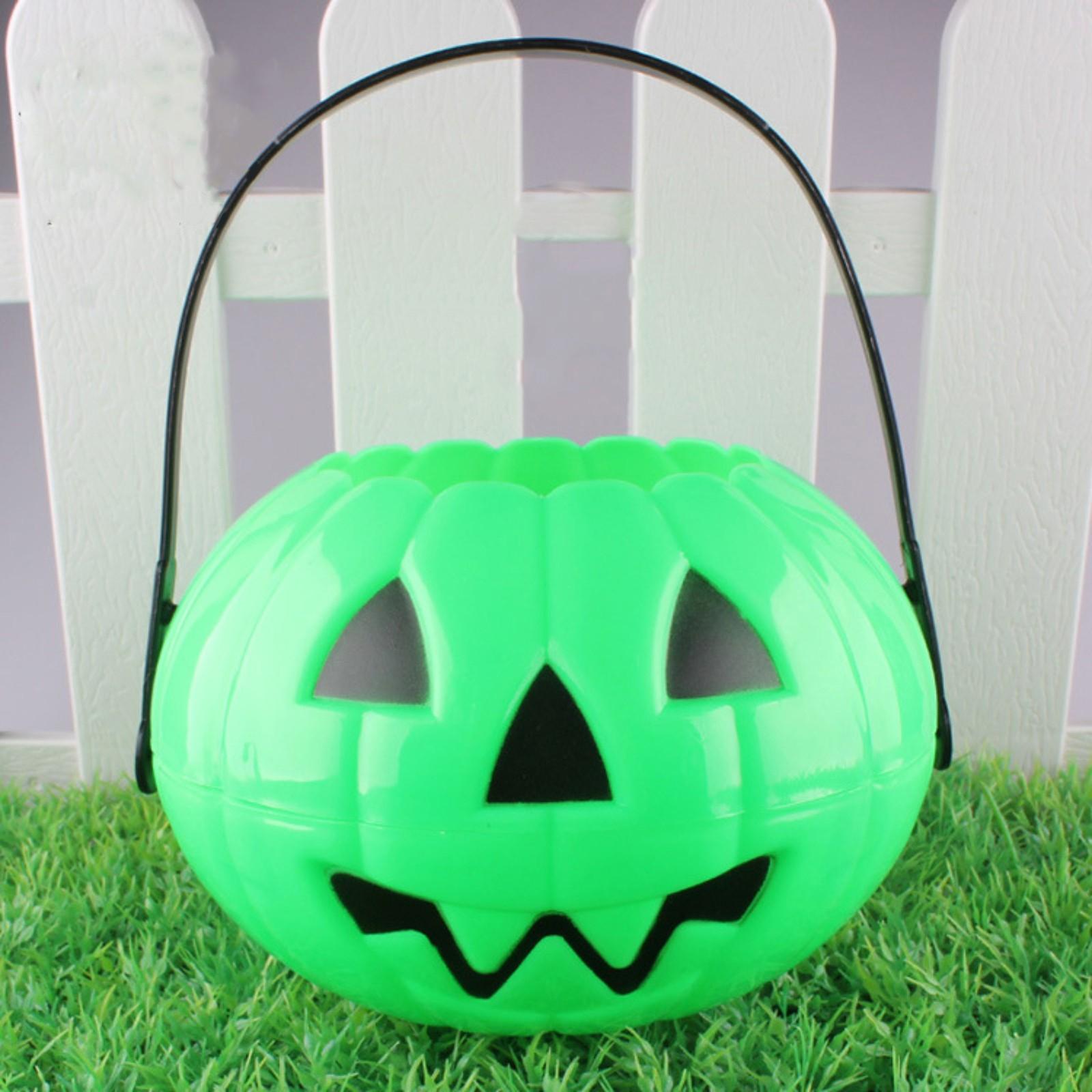 

Halloween Pumpkin Bucket for Candy Snack Gift Holder Portable Boxes Kids Trick or Treat Packaging Halloween Decoration 2025 One Size зелёный
