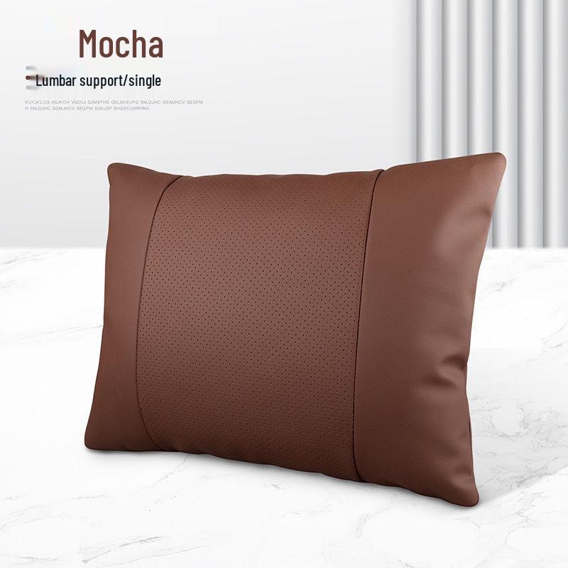 Genuine Leather Headrest & Lumbar Support Pillow for Mercedes, BMW, Volkswagen, Toyota Cars