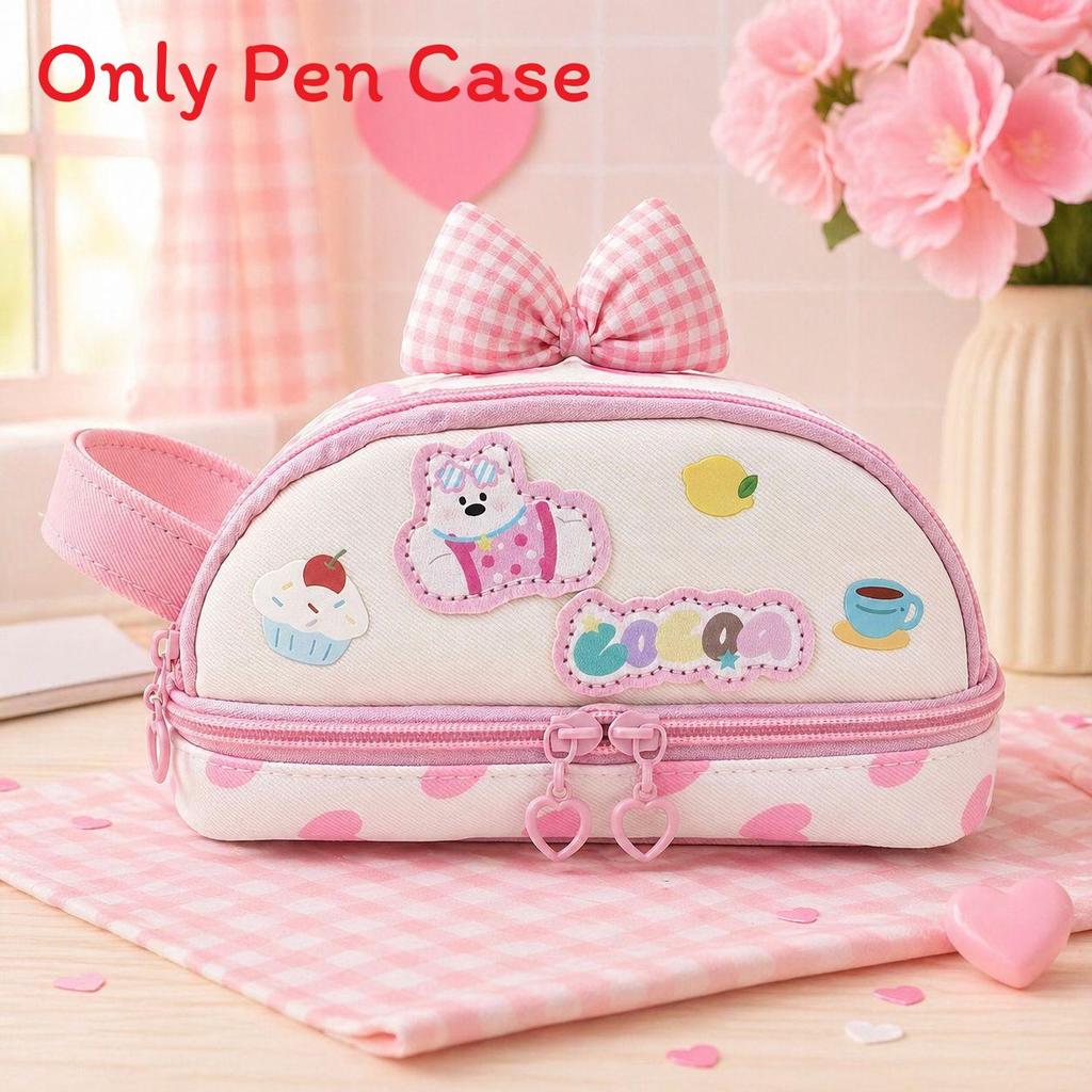 Girl Heart Handheld Pencil Case Large Capacity Portable Stationery Bag For School And Office Use