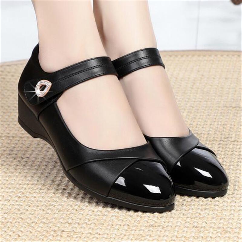 Soft Leather High Heels Luxury Chunky Heel Women Single Shoes Black Ankle Strap Work Office Ladies Shoes Pumps Comfort Mom Shoes