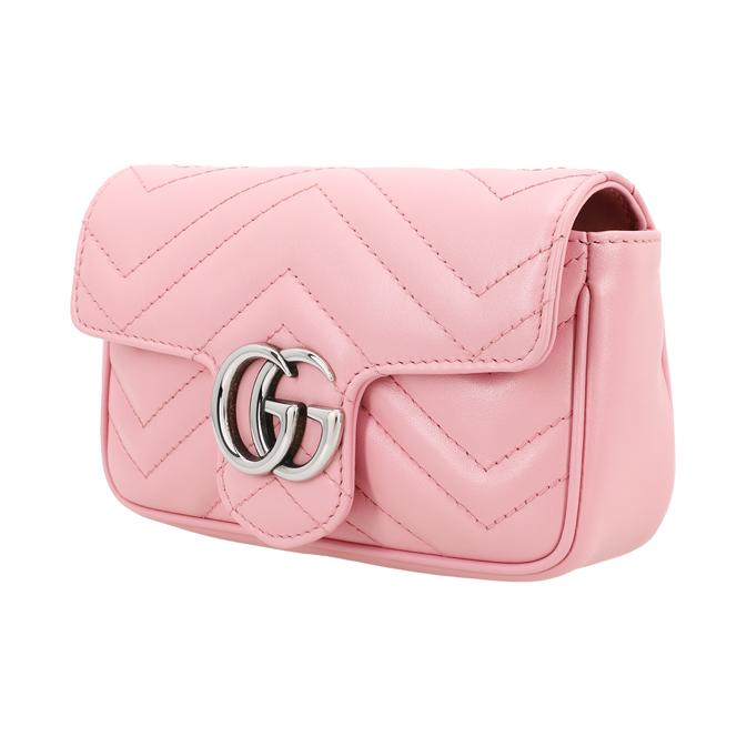 Gucci Borsa a Spalla GG Marmont in Pelle Trapuntata Rosa con Catena, Doppia G con Hardware Argento, Borsa a Tracolla da Donna per Uso Quotidiano, Feste, Viaggi 476433-DTDCP-5815