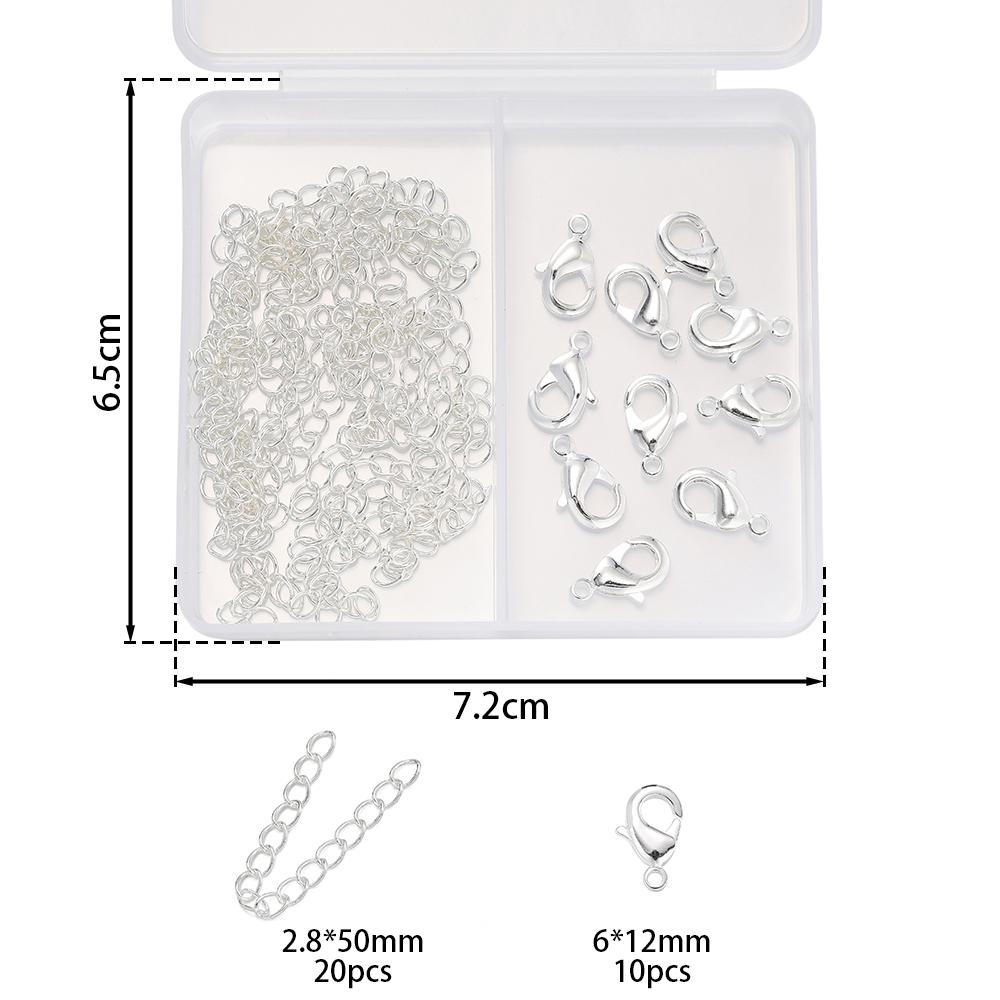 1Box 18K Gold Color Plated Lobster Clasps Extension Chains Sets For Diy Bracelet Necklace  Jewelry Making Accessories