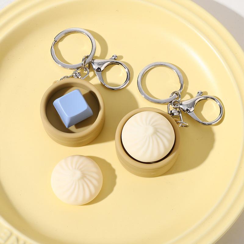 1Pcs Relief Pass The Time Clicker Toys Pendant Cartoon Steamed Stuffed Bun Pinch Toy Decompressing Sensory Props