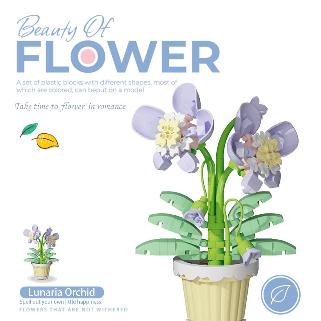 Small Particle Building Block Home Decor Series Flower Potted Plant Toys Set with Permanent Flowers Gift for Plant Arrangements