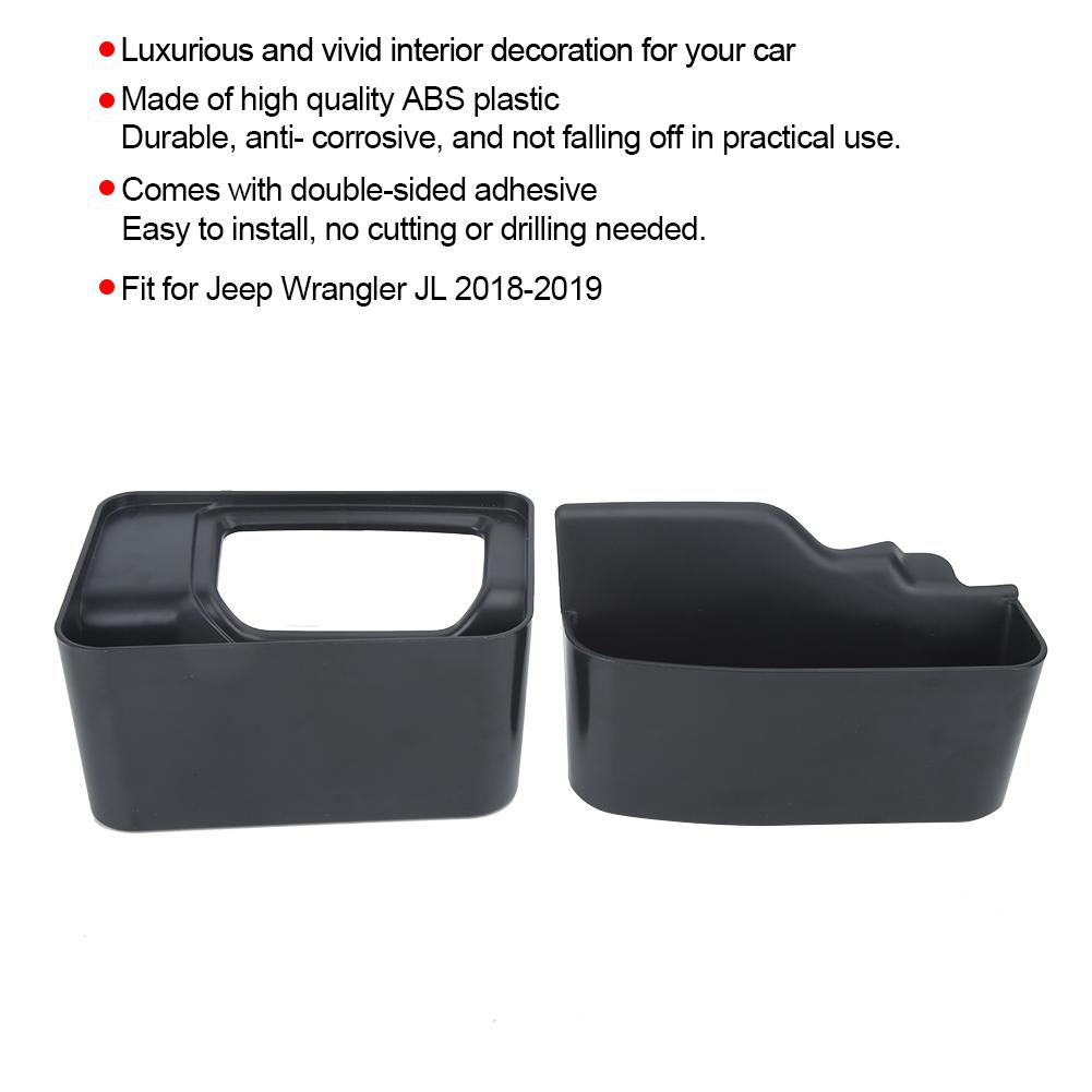 2Pcs Set Gear Box Organizer Container Auto Interior Accessory Fit for Jeep Wrangler JL 2018 2019