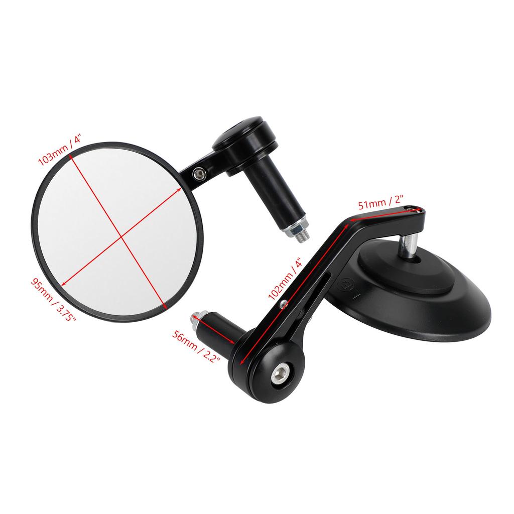 Custom HandleBar End Mirrors Anti Glare Round Black Billet Quality 22mm 7/8" X2