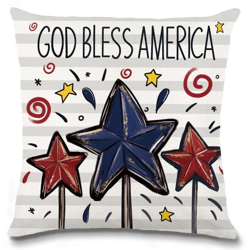 4Th Of July Printed Home Decor Pillow Cover Bedroom Living Room Sofa Decoration Polyester Cushion Cover With Zipper