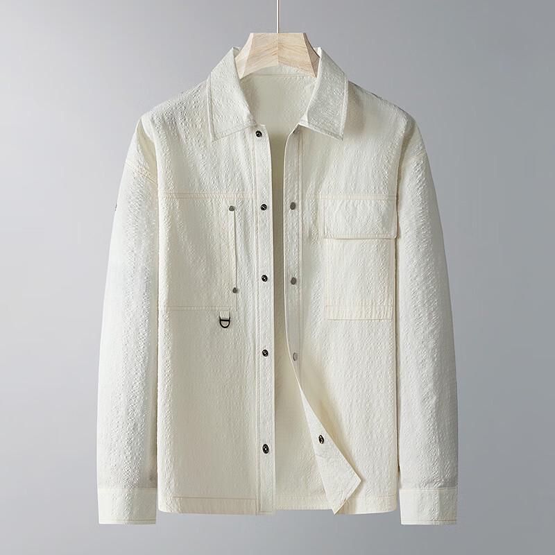 DIBINZE Plus Size Men's Solid Casual Turn-down Collar Thin Shirt Jacket