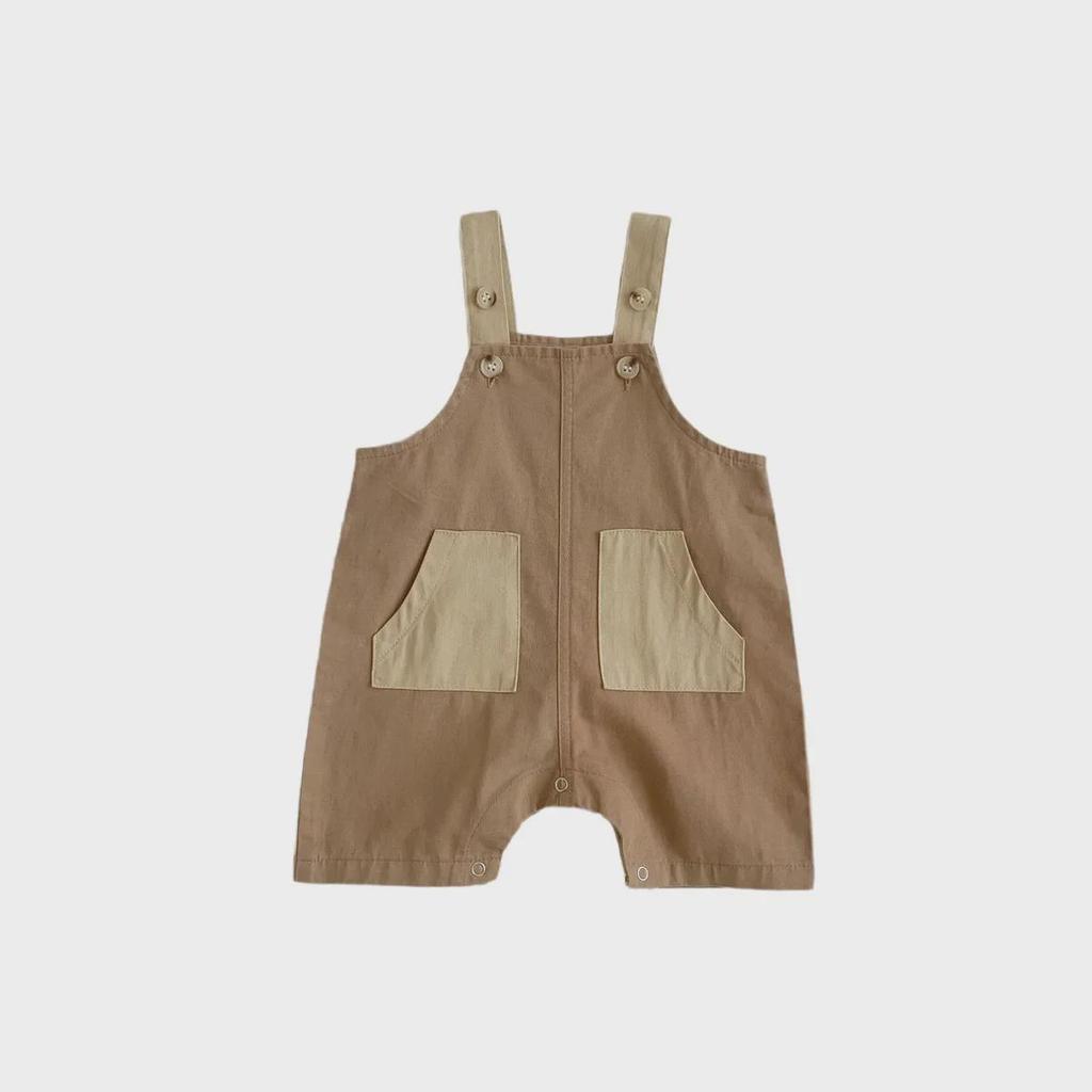 Korean-Style Baby Overalls: Unisex Infant Shorts with Pockets and Suspenders