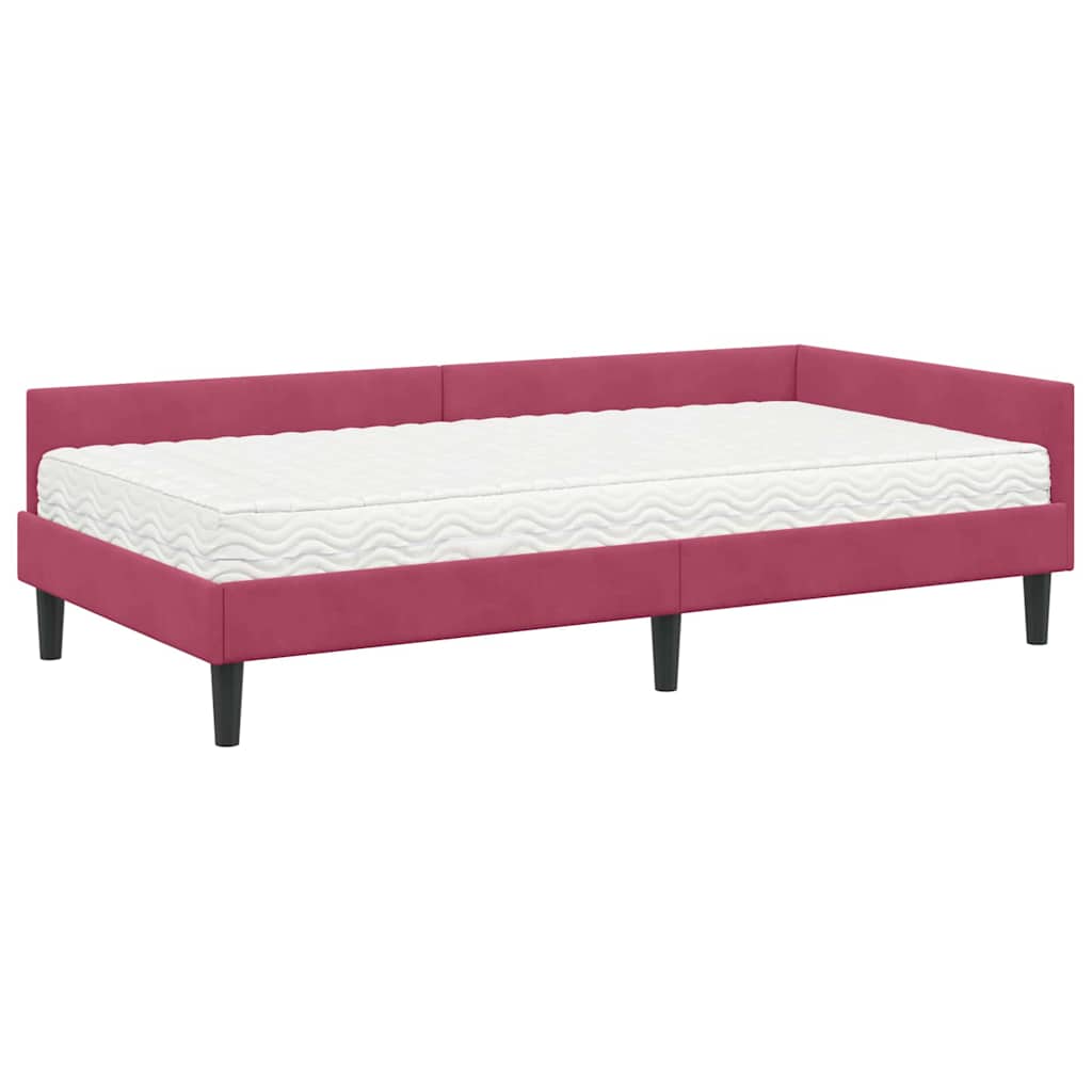 Corner Bed Frame with Mattress Miscellaneous 2 Pcs Green Velvet