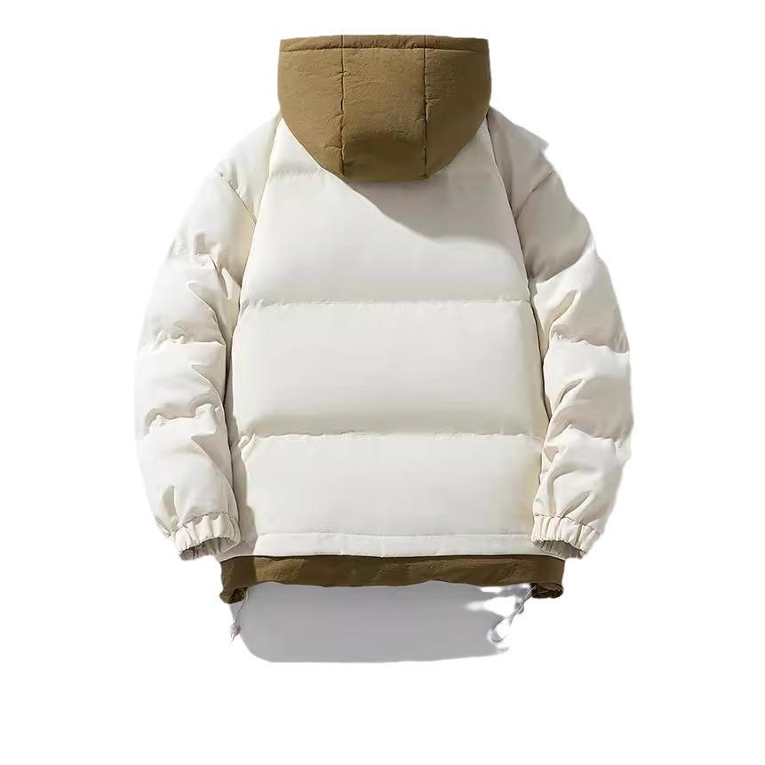 8856 Youth Men's Faux Two-Piece Hooded Cotton Jacket - Warm, Thickened Winter Coat for Couples.