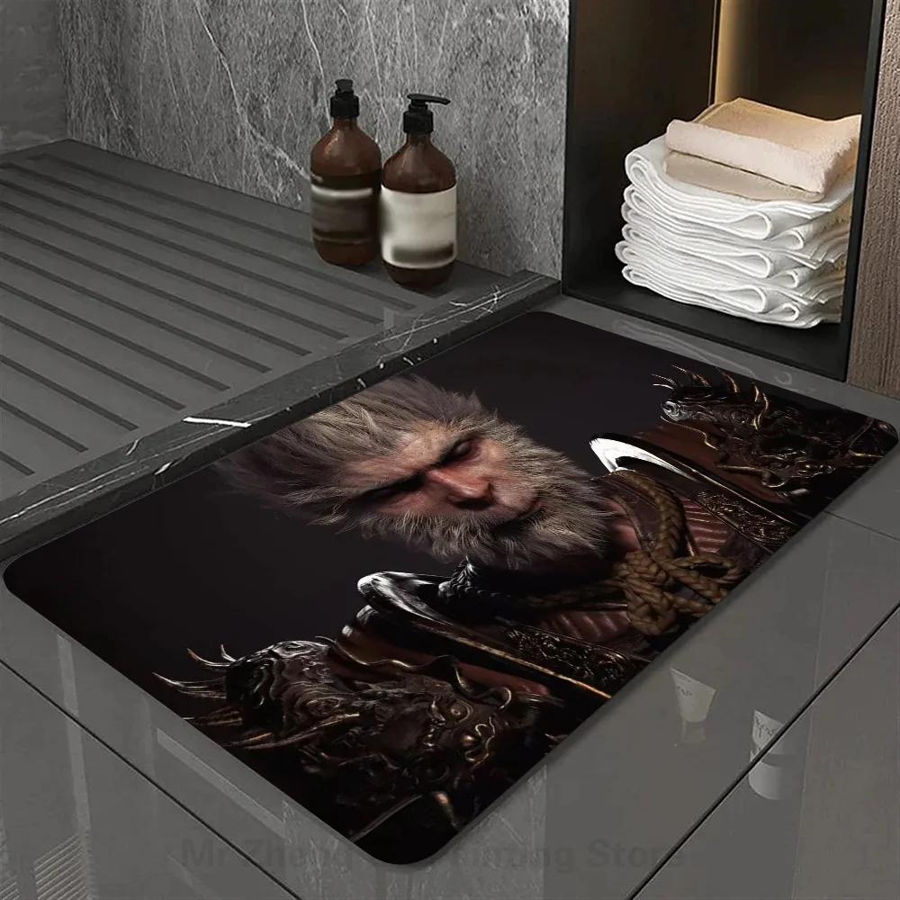 1pc Black Myth W-Wukong Bathroom Absorbent Mats Anti-Slip Mats Home Decor Supplies Carpets Home Kitchen Floor Mats