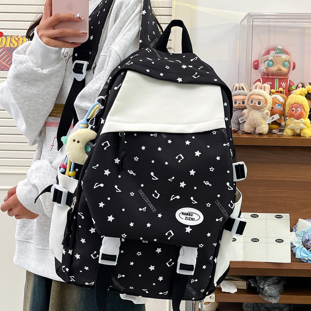 Korean niche design girl contrast backpack light college student high school student backpack women's commuter travel bag