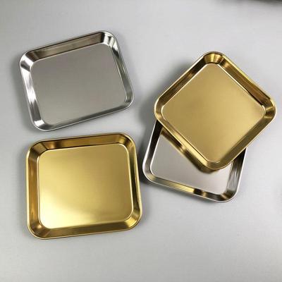 Goldene 304 Edelstahl Quadratische Snackplatte für Koreanischen Hot Pot und Gewürze