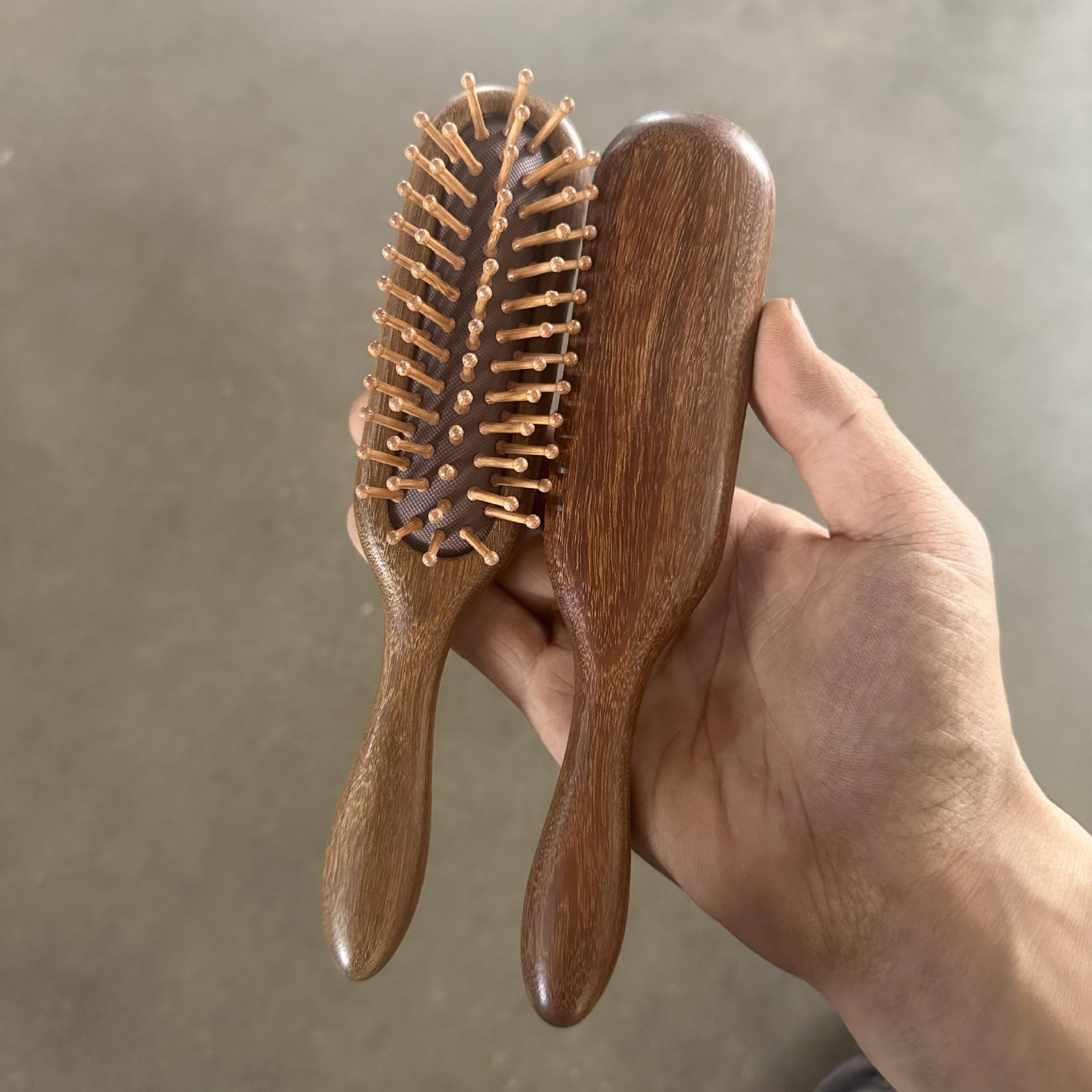Rosewood Long Handle Air Cushion Scalp Massage Comb for Curling & Straightening