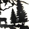 1pc Modern Black Deer & Tree Metal Wall Decor Stunning Animal Mountain Plaque Elegant Iron Art Silhouette for Stylish Home Decor
