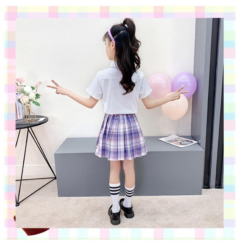 Disfraz de Coro Infantil: Camisa de Manga Corta y Falda de Cuadros de Junio de 2025 para Recital de Poesía y Vestimenta Escénica de Jardín de Infancia