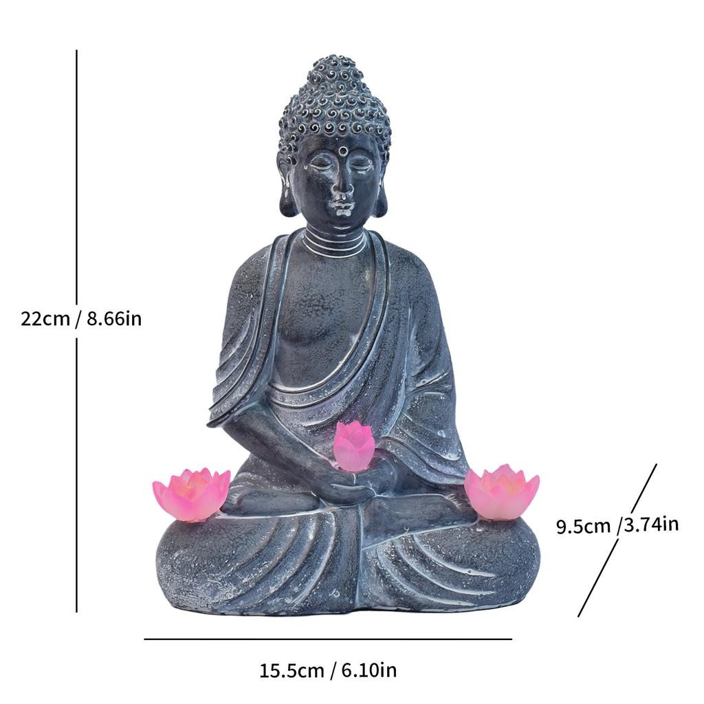 JYL TS/071,Buddha Mini Landscape Resin Statue Solar Light Zen Buddha Decor for Outdoor Garden Night Lamp