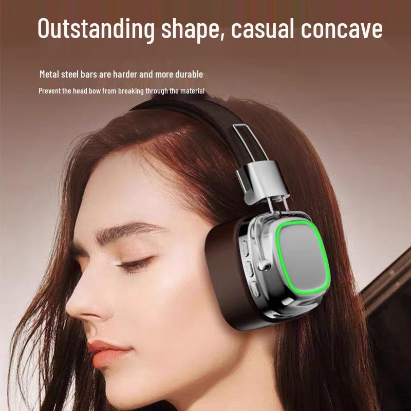 Retro Wireless Bluetooth Headband Earphones with Mini Card Slot, Heavy Bass, Noise Cancelling, and Gaming Support.