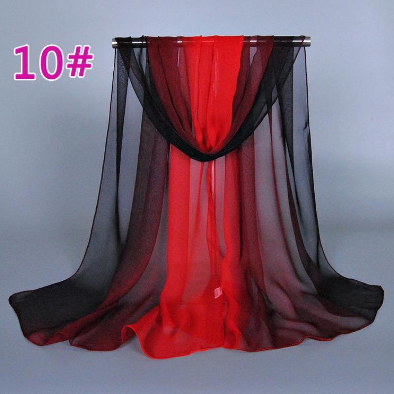 Supply imitation silk georgette silk scarf, popular bright and gradual change of color accessories scarf