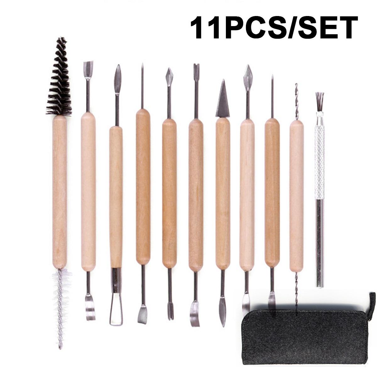Ensemble 61 Pièces Outils Poterie QWORK - Outils Sculpture Argile Avec Pointes Inox