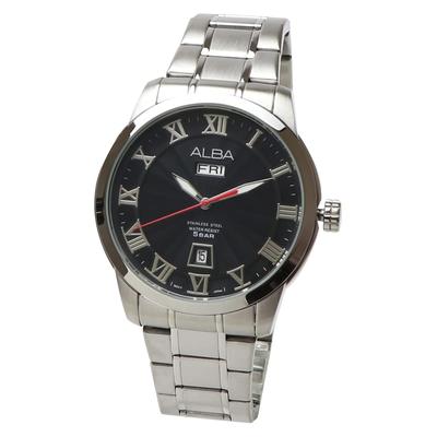 SEIKO ALBA Black Sunbeam AV3273X1 Quartz Men's Stainless Steel Business Analog Day Date Calendar Watch Wristwatch for Men