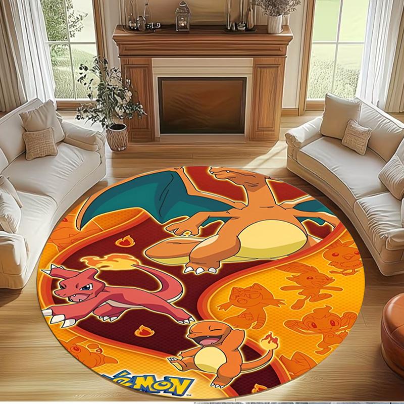 Pokemon Print Round Rug, Washable Floor Carpet, For Entryway Dorm Laundry Room Office Study, Home Decor Birthday Christmas Gift