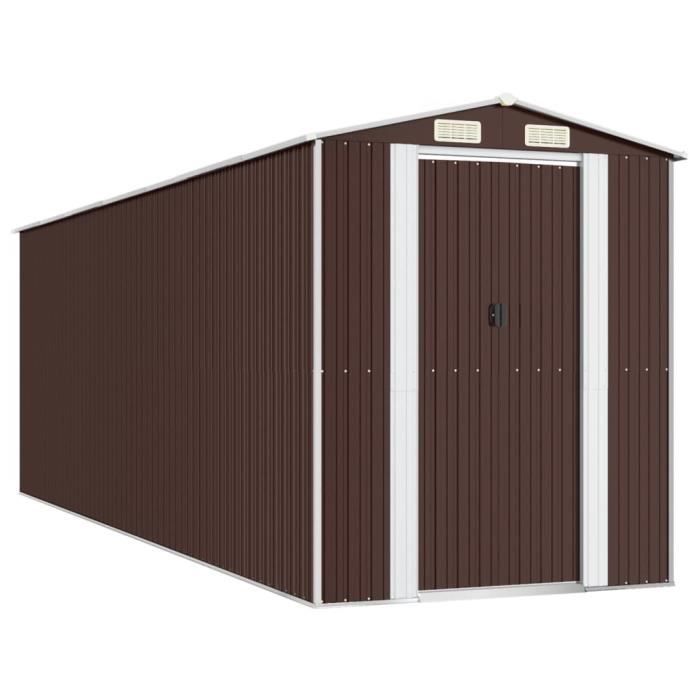 3147465 vidaXL Garden Shed Dark Brown 192x606x223 Cm Galvanized Steel
