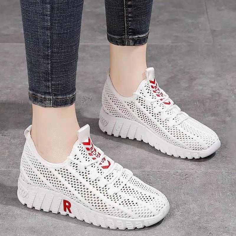 WTEMPO Ženy Léto Měkká Podešev Neklouzavá Všestranná Obuv pro volný čas Jednobarevná Lehká Sportovní obuv s plochým podpatkem Prodyšná síťovina