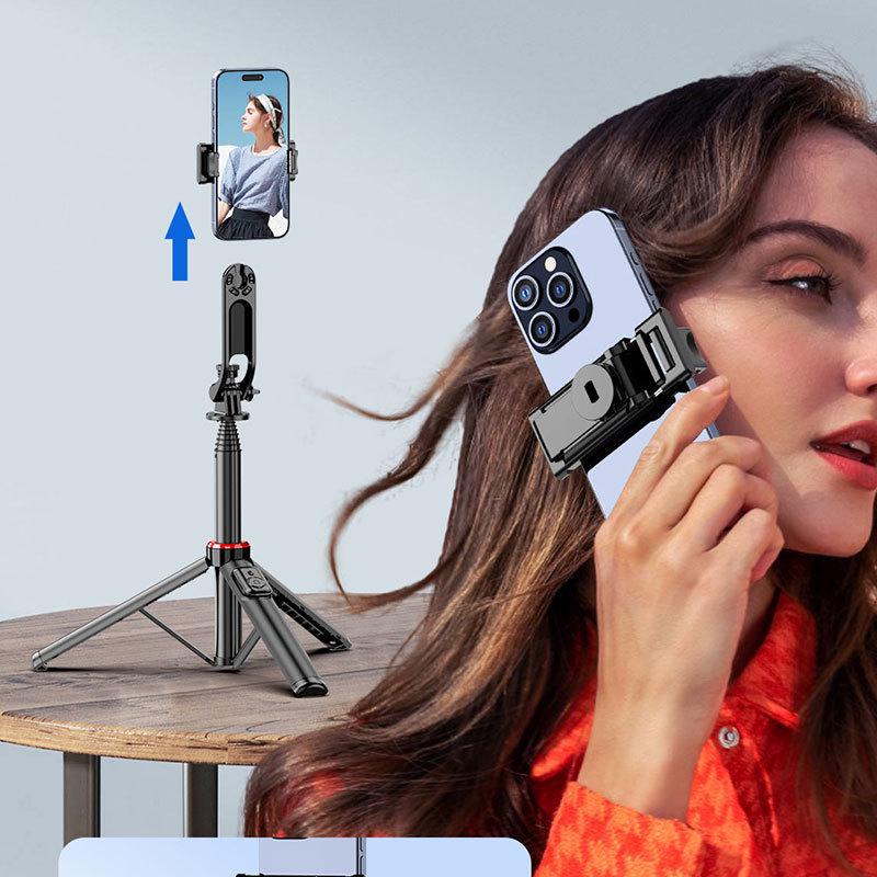 C12 Bluetooth Retractable Selfie Stick & Tripod Stand for Live Streaming & Photography