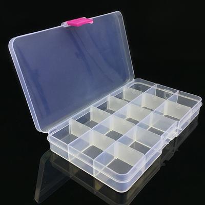Scatola portaoggetti organizer in plastica regolabile a 15 scomparti per esche da pesca, ami, attrezzatura
