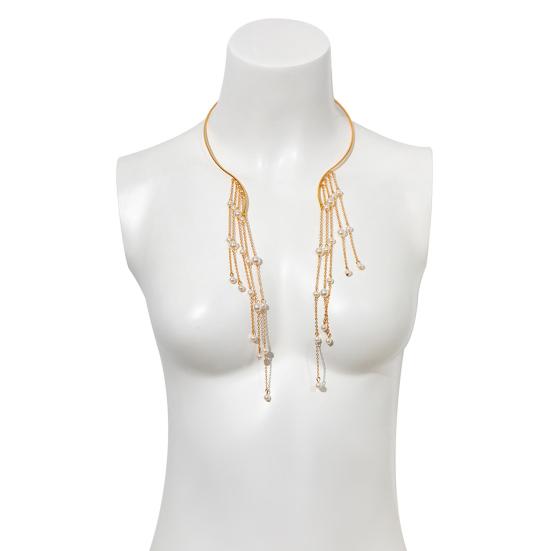 Dlouhý střapec Kovový otevřený choker Hvězda Imitace perlových korálků Střapec Límec Klíční kost Řetízek Náhrdelník Hrudník Tělové šperky pro ženy