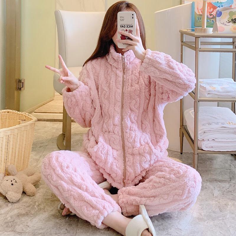 Yinuoshi Women s High-Collar Zipper Pajama Set