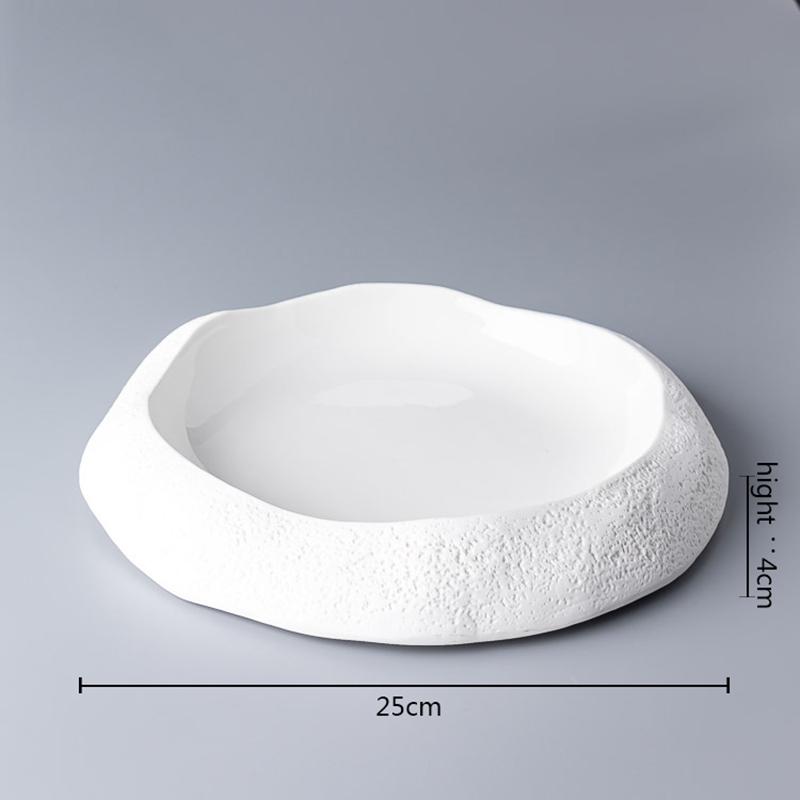

Ceramic Dinner Plate Circular Stone Pattern Soup Plate Vegetable Plates Salad Plates Dessert Dish Restaurant Creative Tableware