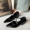 Fashion 2025 Silver Pointed Toe High Heel Mary Janes Women's Shoes Spring Autumn New Korean Style French Vintage Evening Red Thick Hee