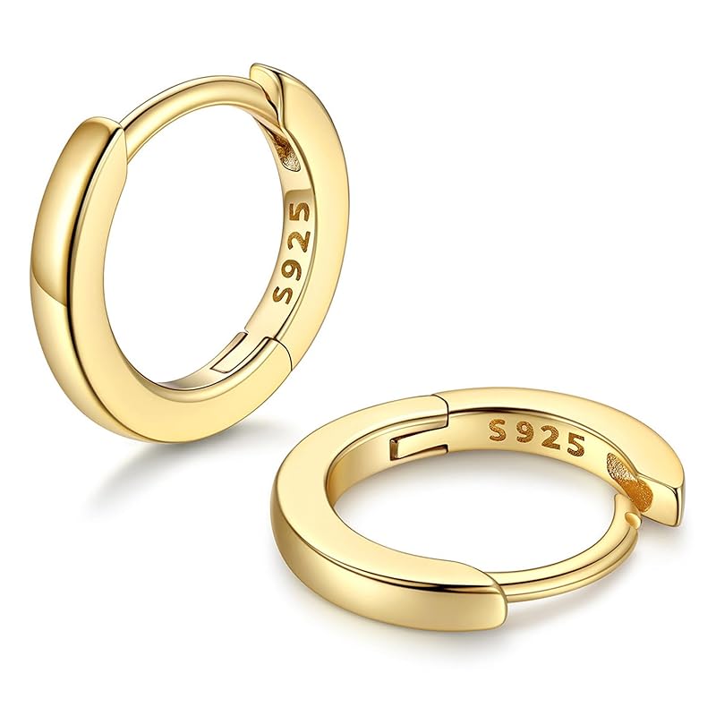 

[ChicSilver] hoop earrings ladies gold ring earrings men s 18k gold small Inner diameter 6mm 20g simple accessories