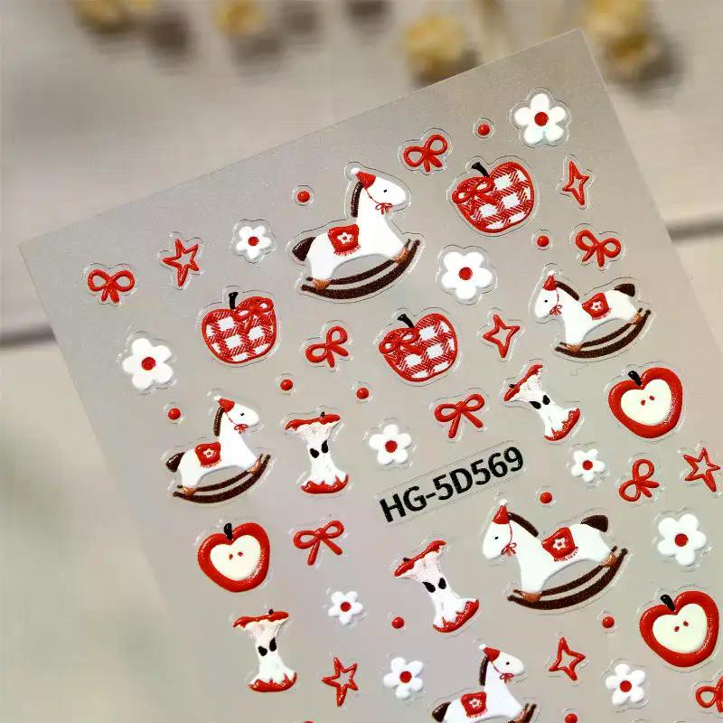 Cute Cartoon Pony Nail Stickers DIY Nail Stickers Nail Decorations Accessories Year Of The Horse Nail Appliques Art Sticker