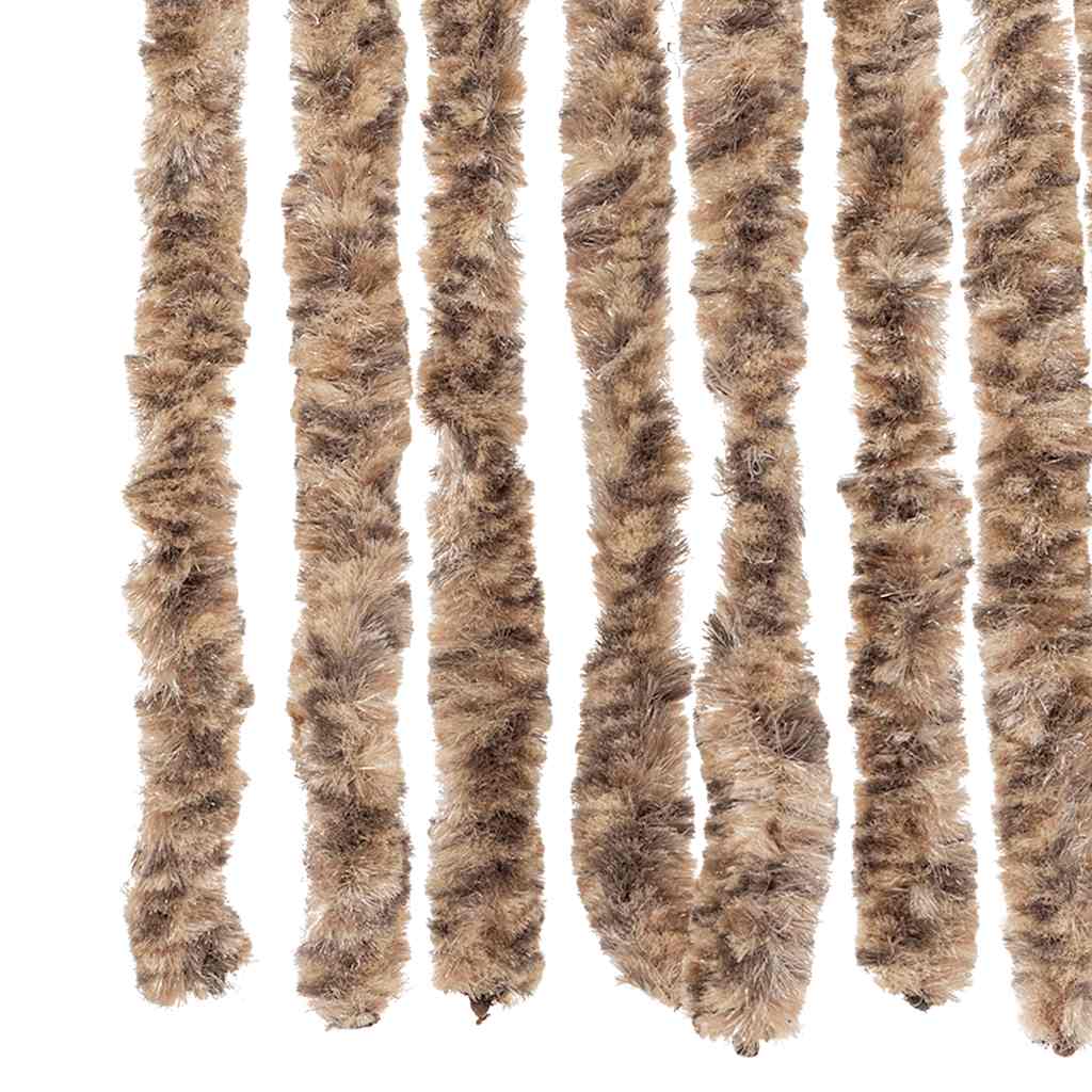 Fly Screen Curtain Beige and Dark Brown 56 x 200 cm Chenille