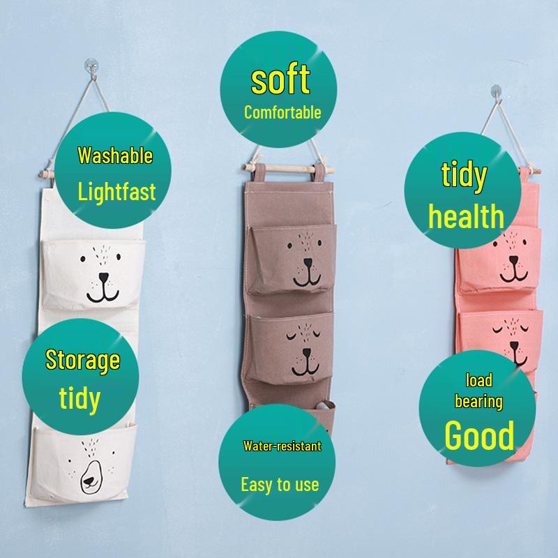 Waterproof Wall-Mounted Fabric Storage Bag for Bedside or Dorm Room