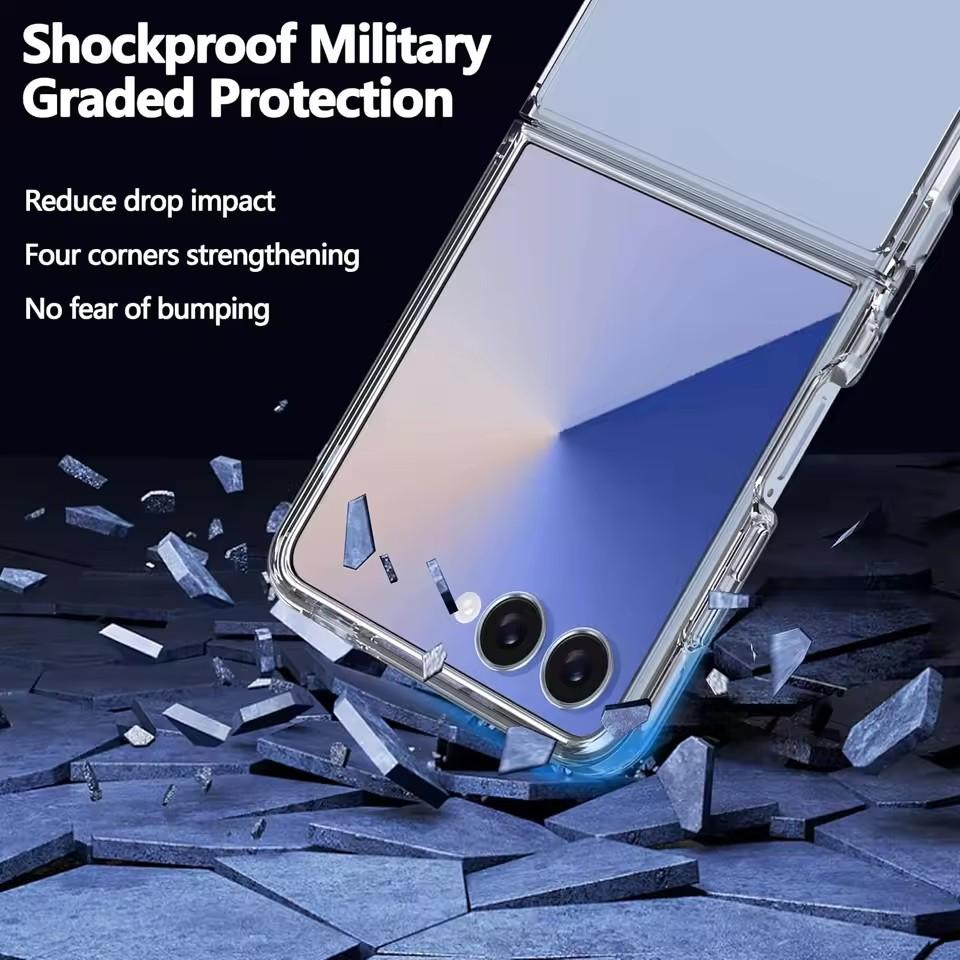 For Z Flip7 Case with Tempered Glass Screen Protectors Ultra-Thin Transparent Hard PC Phone Cover for Samsung Galaxy Z Flip 7