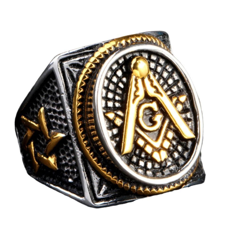 Jewelry Retro Masonic Symbol Ring Six-pointed Star Jewish Men's Ring