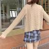Autumn Crew Neck Single-breasted Cardigan Sweater Women's Twist Design Sense Knitted Women's College Style Jacket