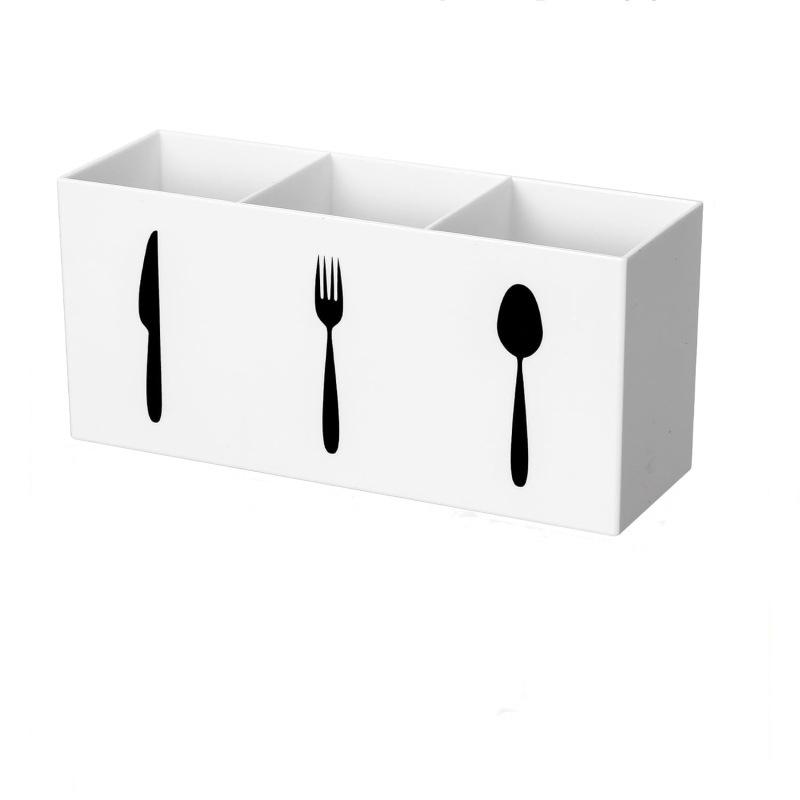 Acrylic Desktop Organizer 3 Compartments Pen Holder Silverware Knife, Fork and Spoon Cutlery