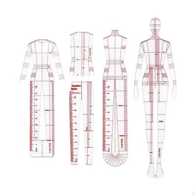4 Pieces Clothing Design Drawing Template Ruler Patterns for Dressmaking