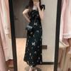 French Temperament Beautiful Niche Black Dress Children's Summer New V-neck Small Flying Sleeve Design Long Dress