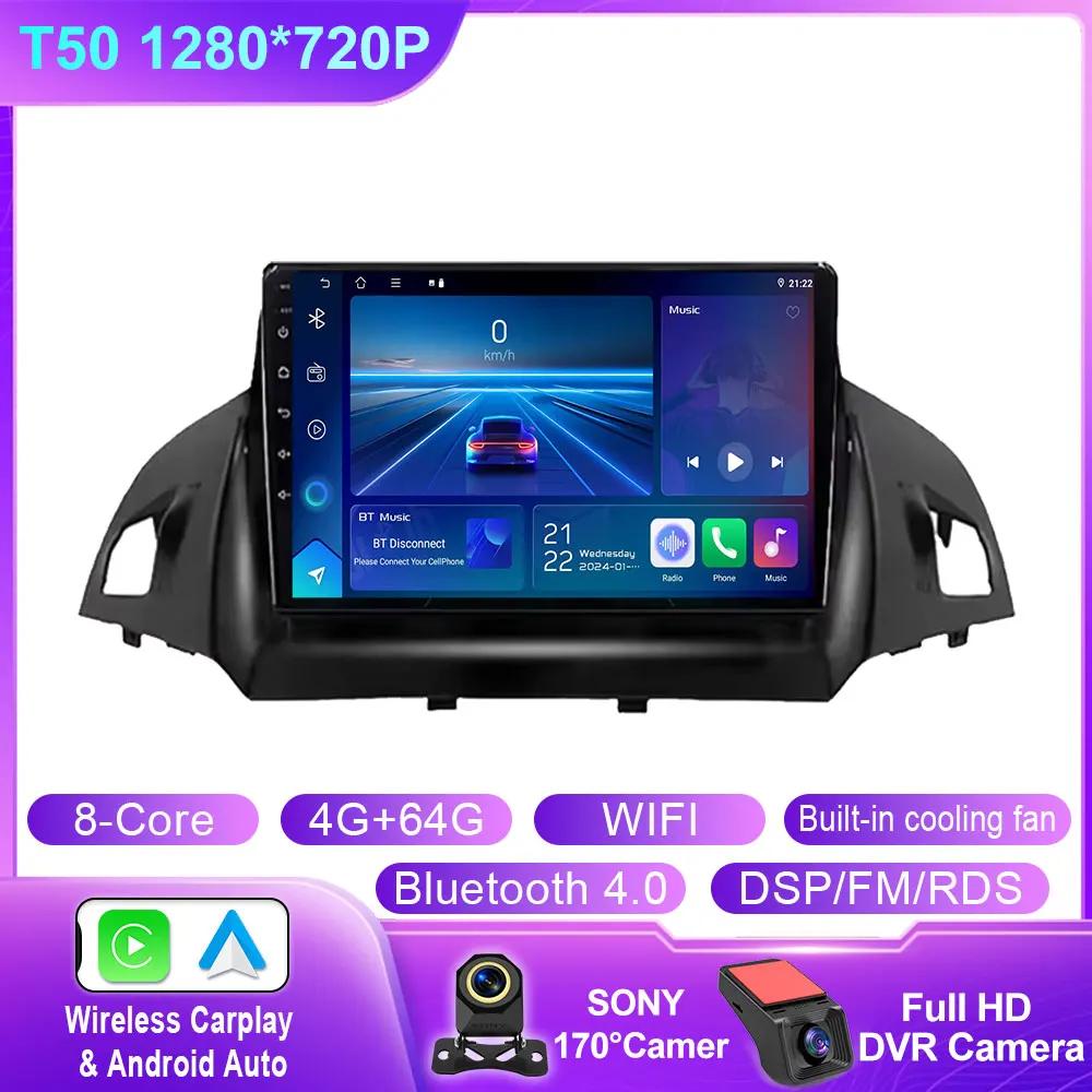 Car Radio For Ford C-MAX Kuga 2 Escape 3 2012 - 2019 Carplay Autoradio Android 14 Auto 4G WIFI GPS Car Multimedia Touch Screen