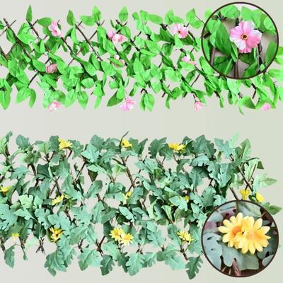 1 Unidad Plantas Verdes Simuladas Flores Hojas Verdes Valla Decoración de Jardín Valla Telescópica de Plástico